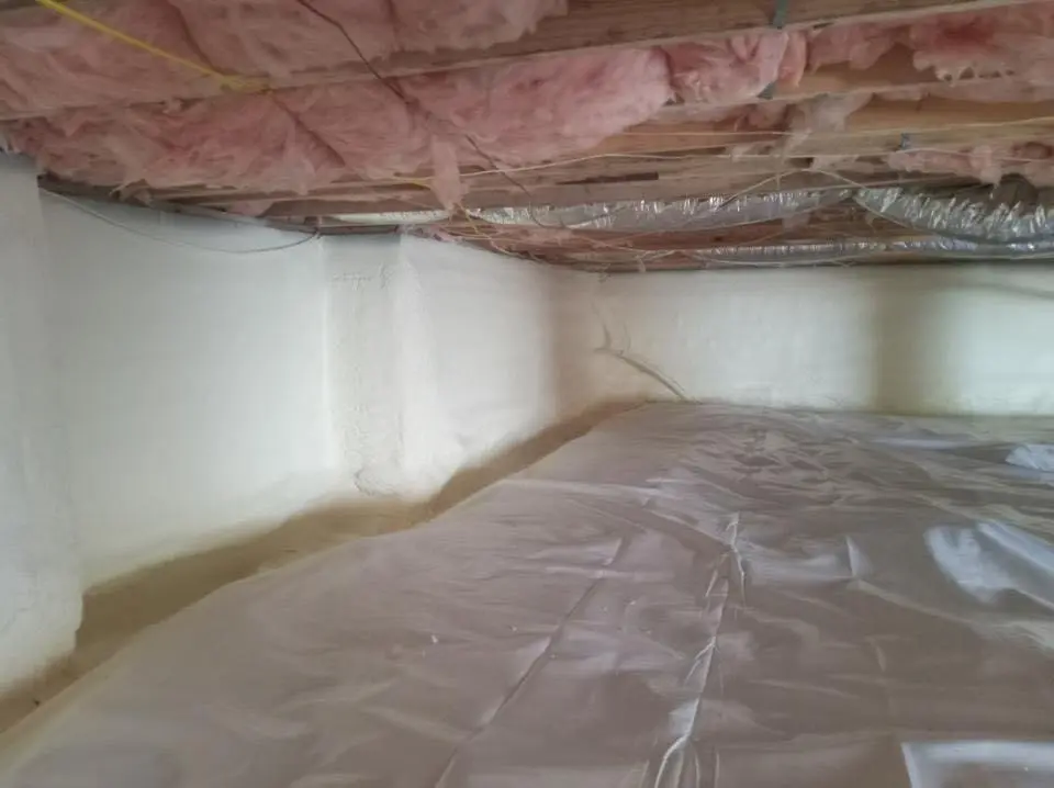 Crawl space encapsulation with closed-cell spray foam for Commercial Roof Restoration in Prairieville